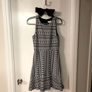 Geo Textured Flare Dress LOFT